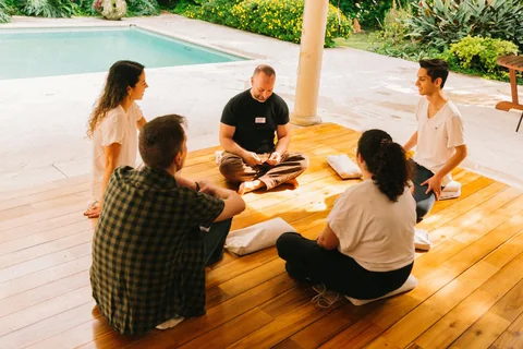 A group reflecting together at a retreat